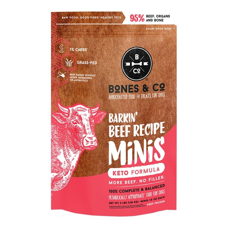 BONES &amp; Co Dog Frozen Grain Free Minis Beef 3lb