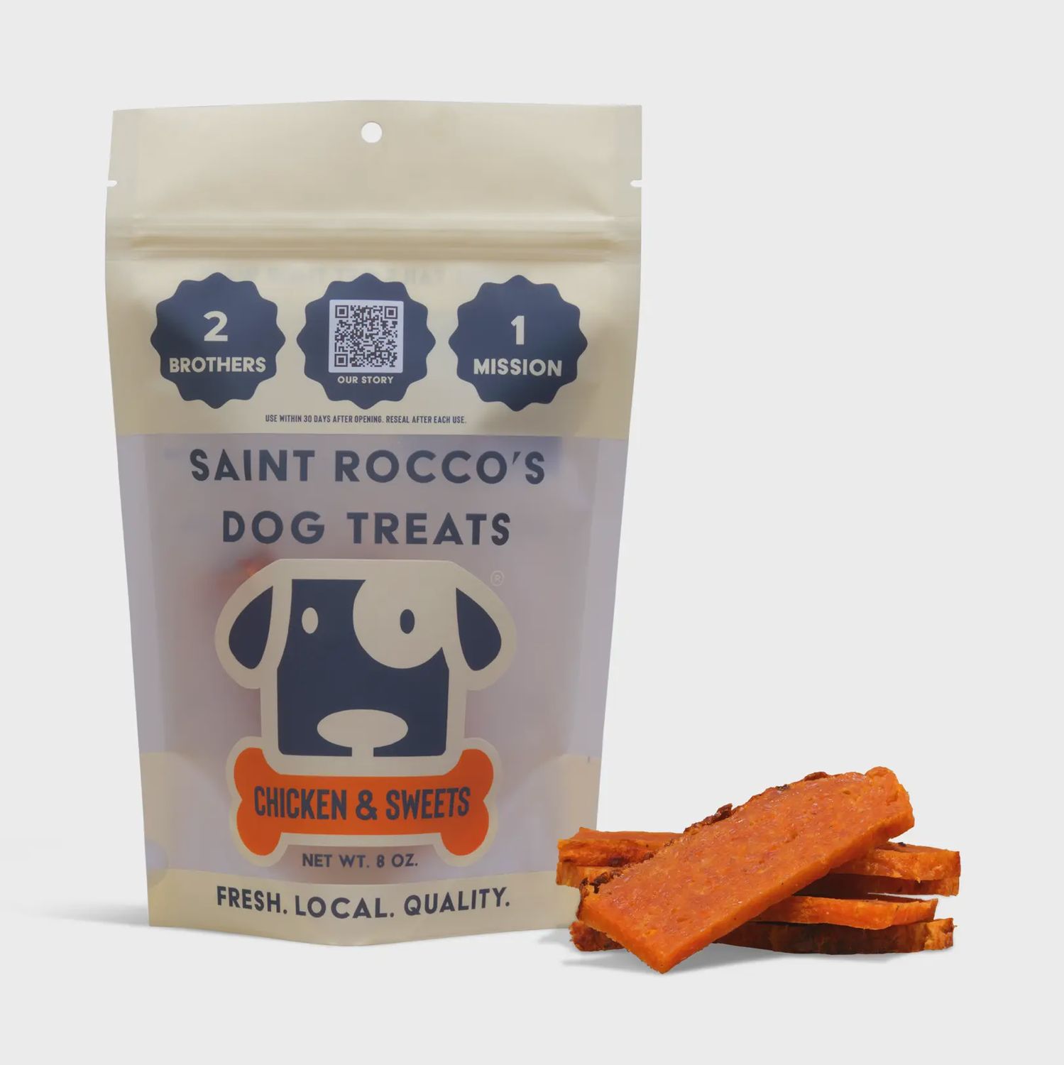 SAINTS ROCCOS CHICKEN &amp; SWEET POTATO DOG TREAT 80Z
