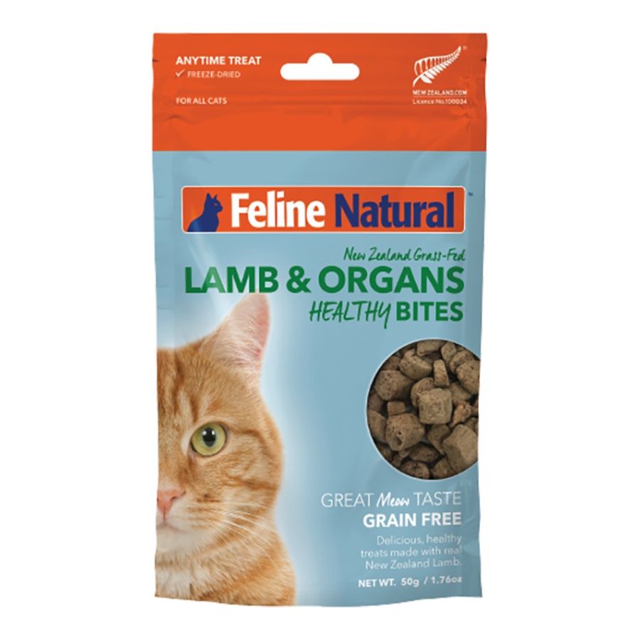 FELINE NATURAL CAT FREEZE-DRIED GRAIN FREE NEW ZEALAND LAMB HEALTHY BITES 1.76OZ