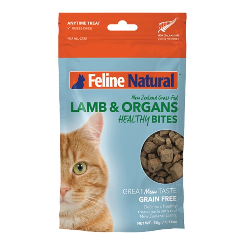 FELINE NATURAL CAT FREEZE-DRIED GRAIN FREE NEW ZEALAND LAMB HEALTHY BITES 1.76OZ