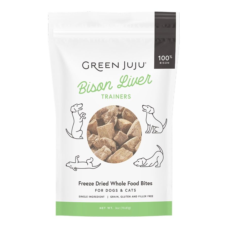 GREEN JUJU DOG &amp; CAT FREEZE-DRIED GRAIN FREE BISON LIVER TRAINERS 3OZ