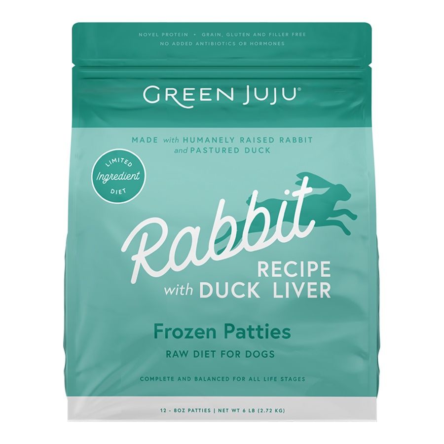 GREEN JUJU DOG &amp; CAT FROZEN RAW GRAIN FREE LIMITED INGREDIENT DIET RABBIT PATTIES 6LBS