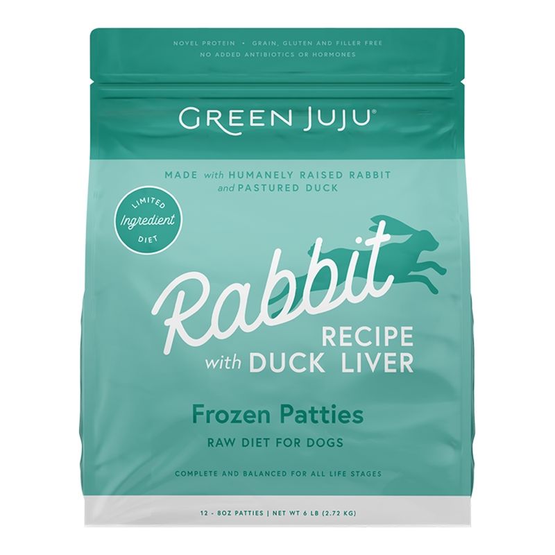 GREEN JUJU Dog &amp; Cat Frozen Raw Grain Free Limited Ingredient Diet Rabbit Patties