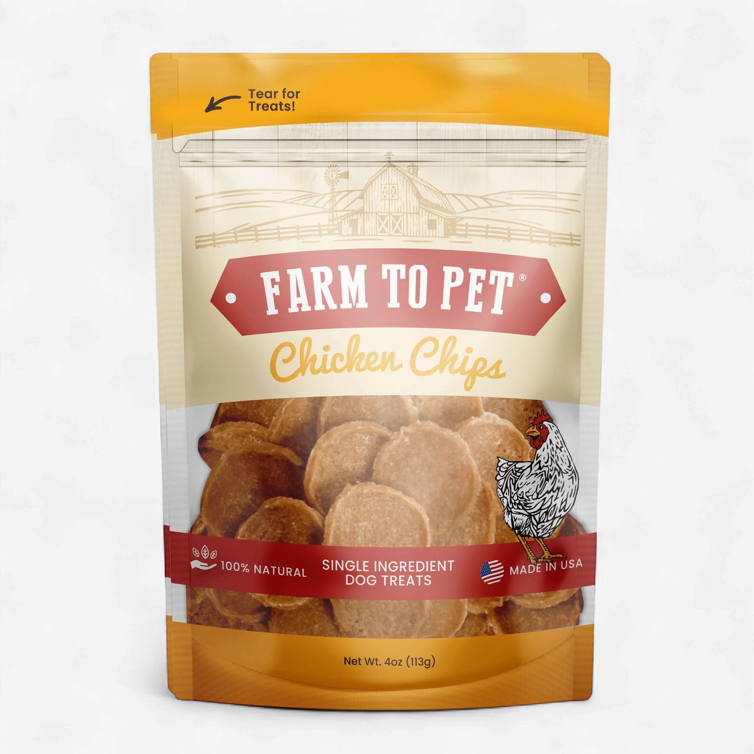 FARM TO PET Chicken Chips For Dogs, Size: 4 oz