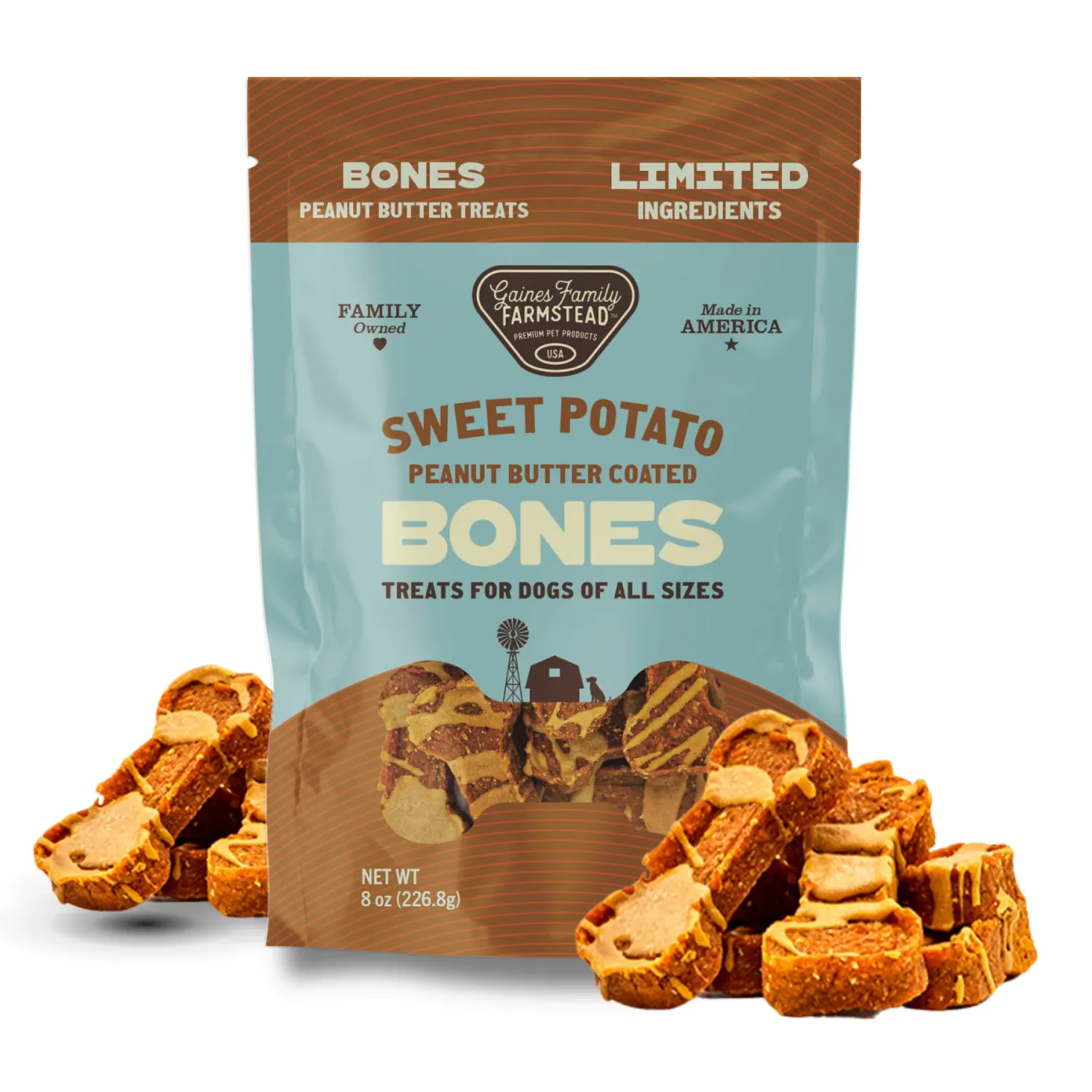 GAINES Family Farmstead Sweet Potato Peanut Butter Topped Dog Bones, Usa Made, All-natural, Healthy