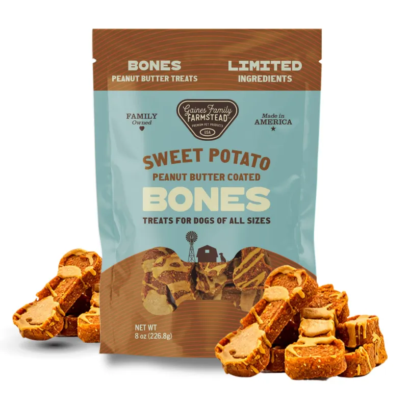 GAINES Family Farmstead Sweet Potato Peanut Butter Topped Dog Bones, Usa Made, All-natural, Healthy