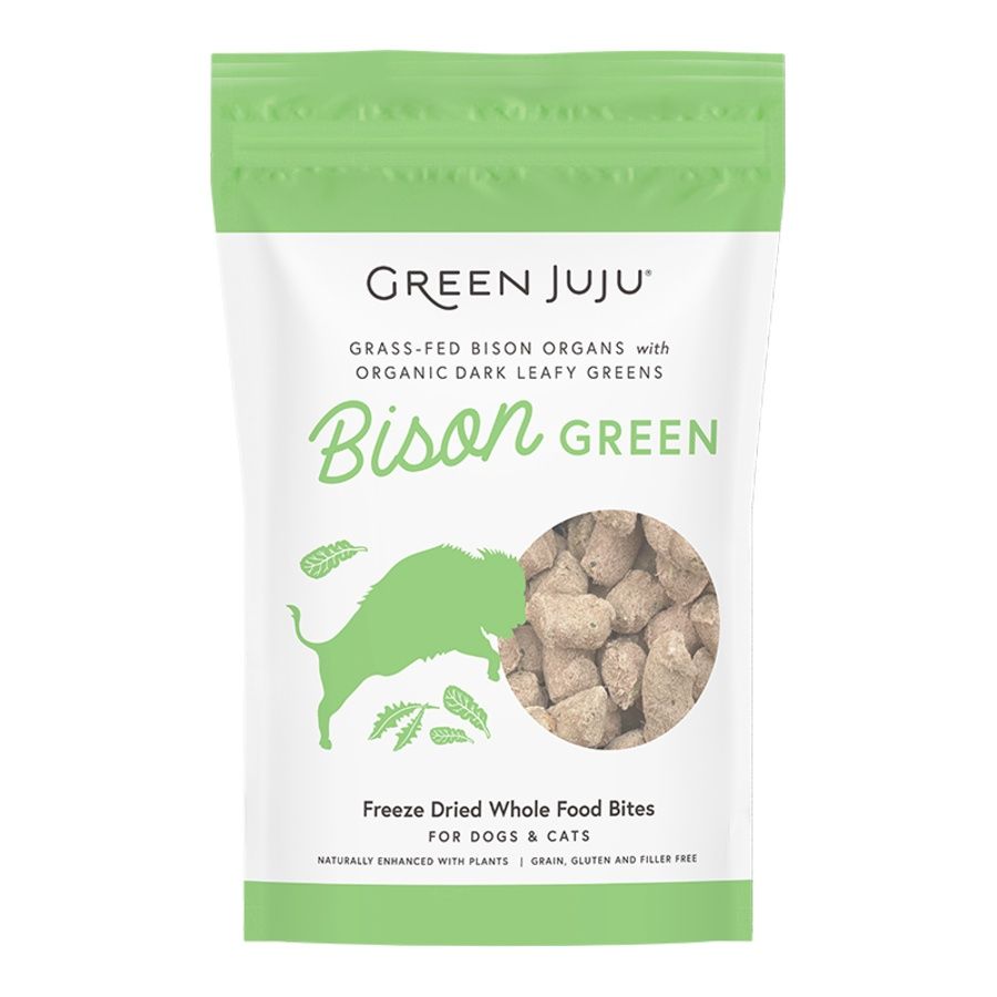 GREEN JUJU DOG &amp; CAT FREEZE-DRIED GRAIN FREE WHOLE FOOD BITE BISON GREEN TOPPERS 2.50Z