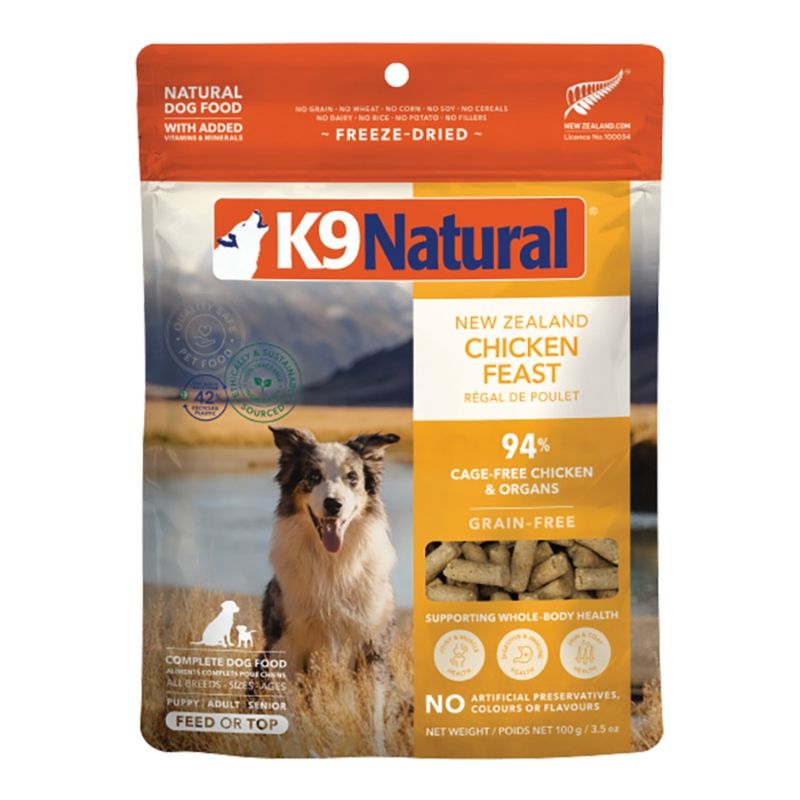 K9 NATURAL DOG CORE DIETS FREEZE-DRIED GRAIN FREE CHICKEN FEAST TOPPER 3.5OZ