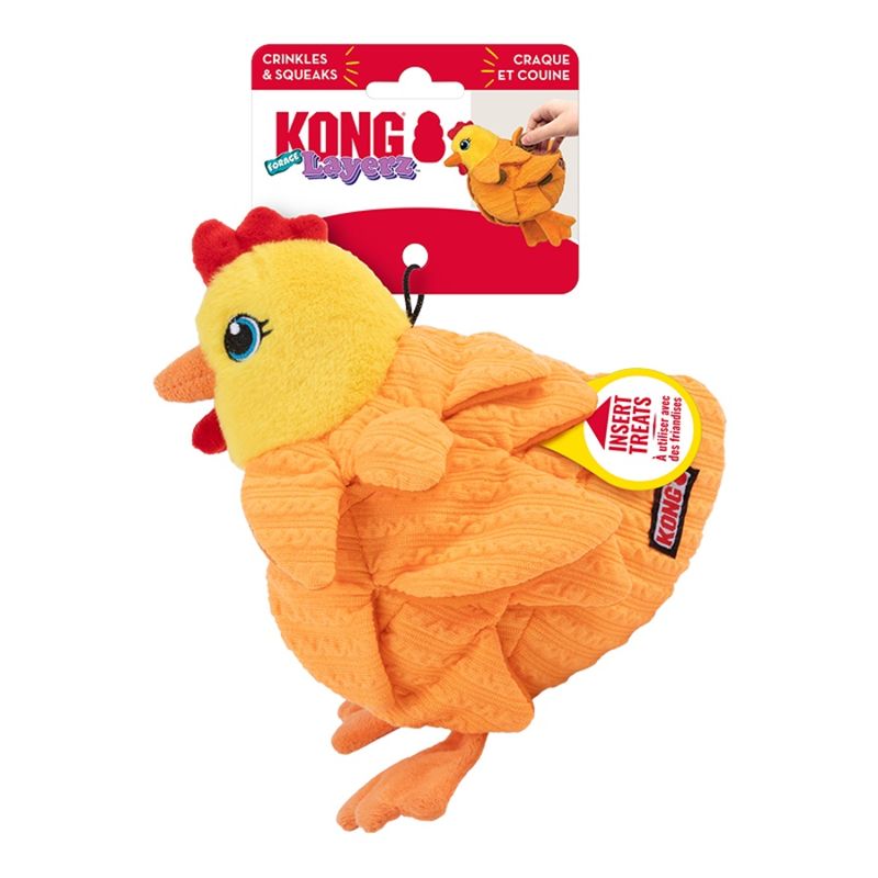 KONG Forage hen medium - Crackle Material with Plush Pockets for Treat Dispensing