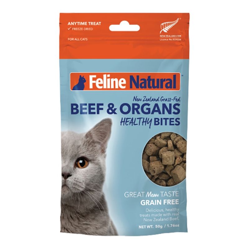 FELINE NATURAL CAT FREEZE-DRIED GRAIN FREE NEW ZEALAND BEEF HEALTHY BITES 1.76OZ