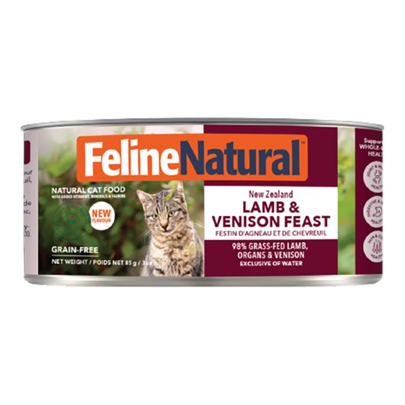 FELINE NATURAL CAT GRAIN FREE CANNED NEW ZEALAND LAMB &amp; VENISON FEAST 3OZ - 24 PACK