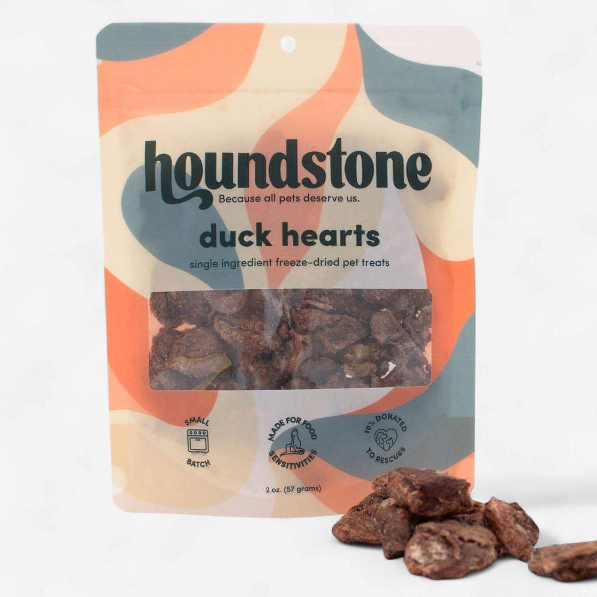 HOUNDSTONE Duck Heart Freeze Dried Dog Treats 2oz