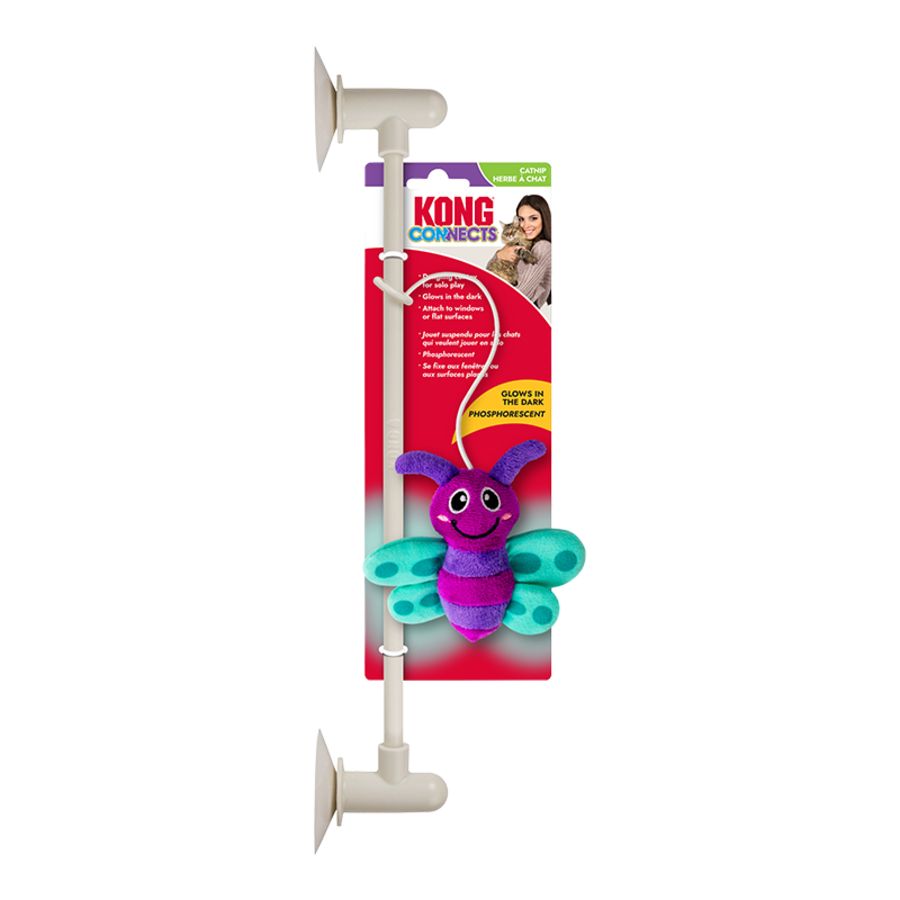 KONG Connects Glow Firefly Cat Toy  Interactive Window-Mounted Toy with Suction Cups, Glowing Wings