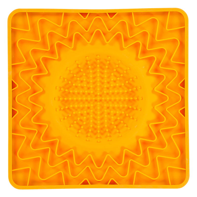 MESSY MUTTS DOG CAT FRAMED SILICONE INTERACTIVE LICKING BOWL MAT 10IN X 10IN ORANGE