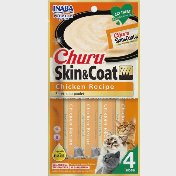 Inaba Churu Skin &amp; Coat Chicken Recipe Cat Treats