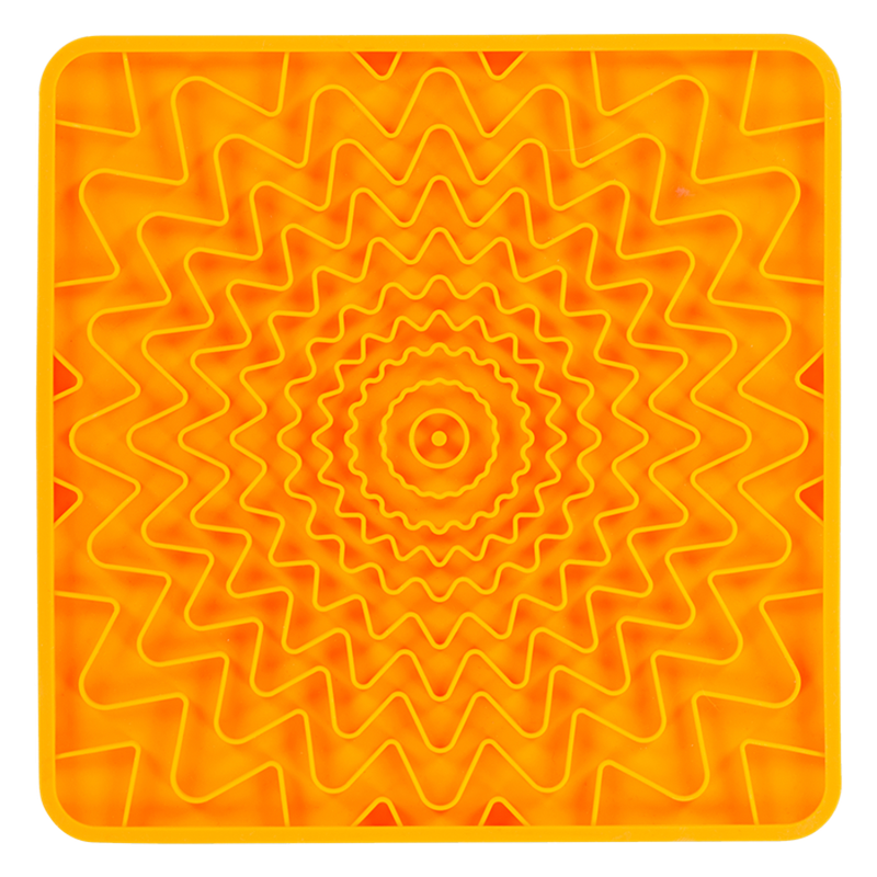 MESSY MUTTS DOG FRAMED SILICONE INTERACTIVE LICKING MAT 10IN X 10IN ORANGE
