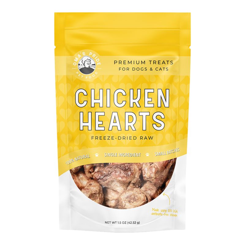 OMA'S PRIDE Dog Freeze-dried Chicken Hearts 1.5oz