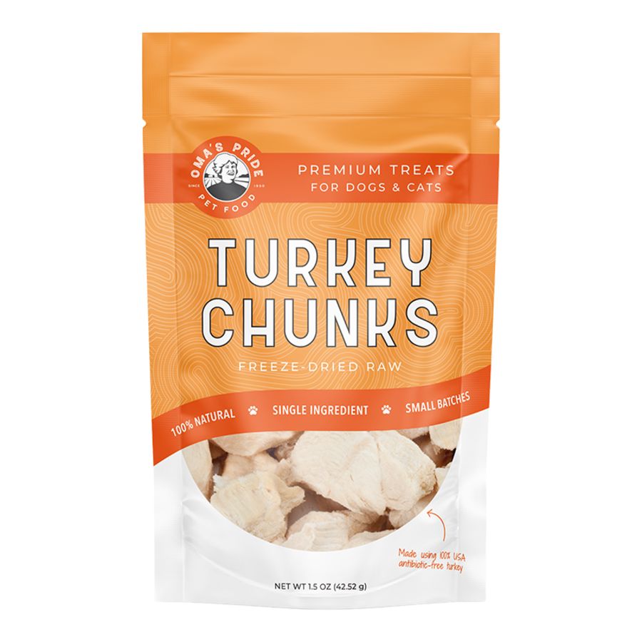 OMAS PRIDE DOG FREEZE-DRIED TURKEY BREAST CHUNKS 1.5OZ