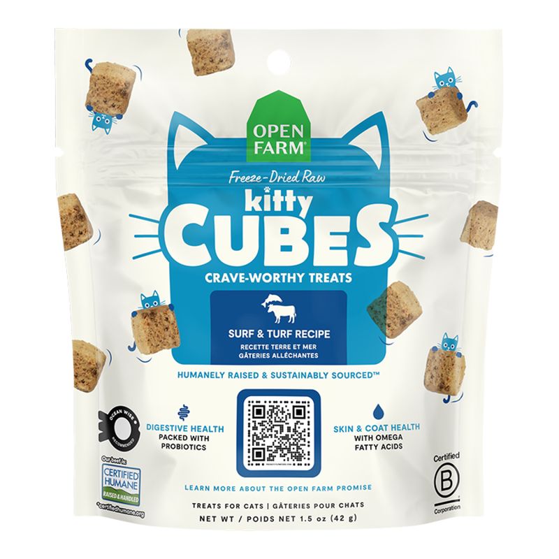 OPENFARM CAT FREEZE-DRIED RAW KITTY CUBES TREATS, SURF &amp; TURF RECIPE 1.5OZ