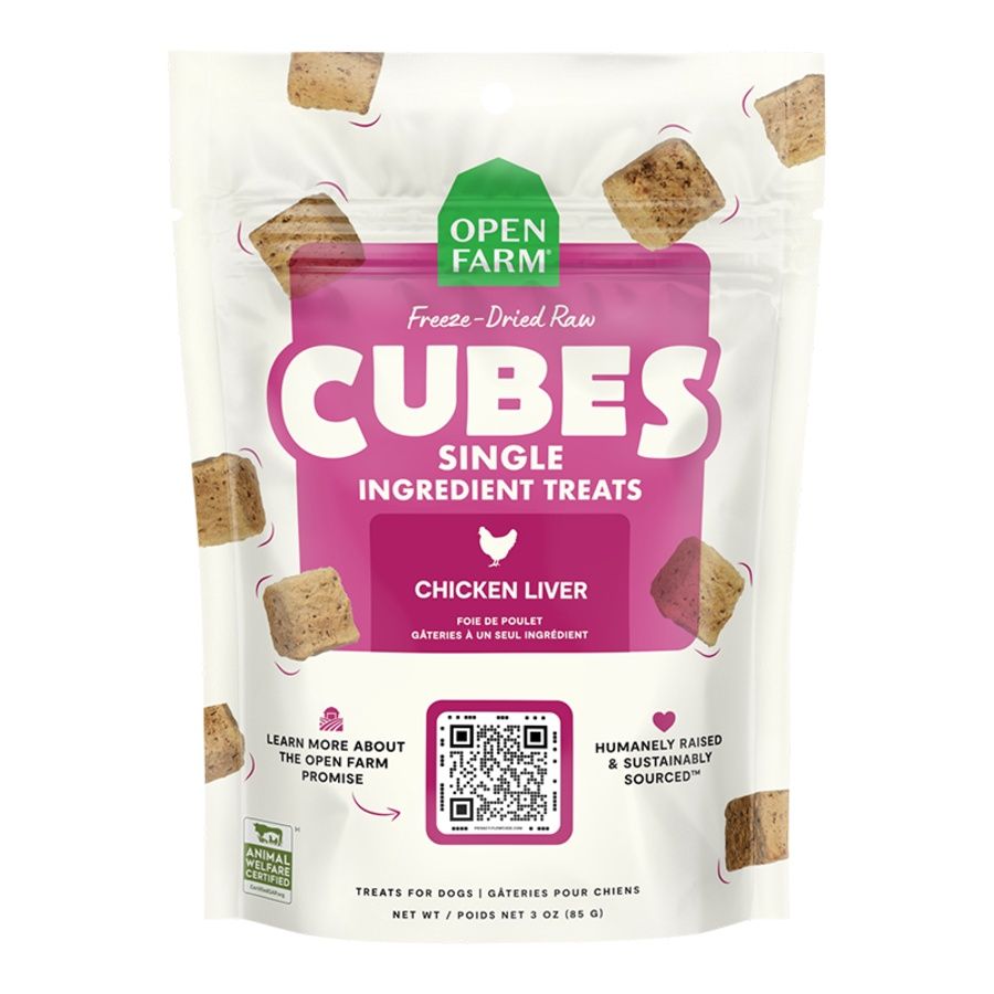 OPENFARM DOG Freeze-Dried Raw Single Ingredient Treat Cubes Chicken Liver 3oz