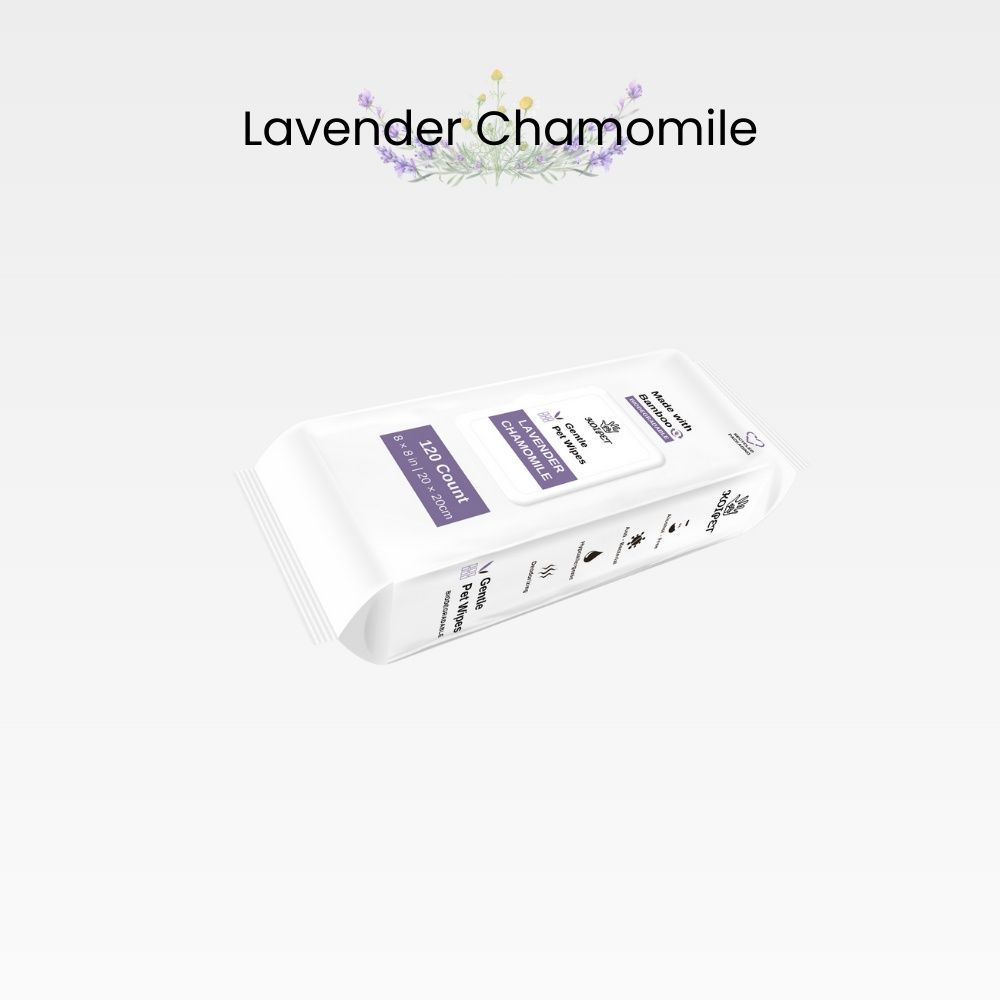 KOIPET Biodegrable Wipes, Lavender &amp; Chamomile,120ct
