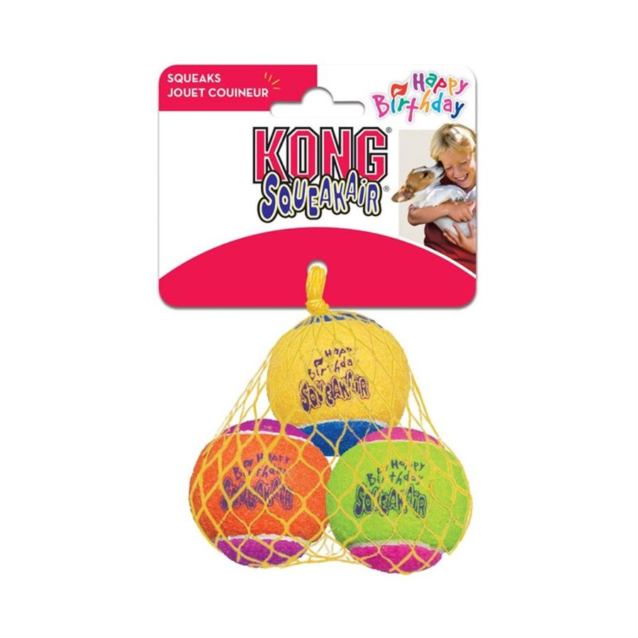 Kong Air Kong Happy Birthday Squeaker Tennis Balls Medium