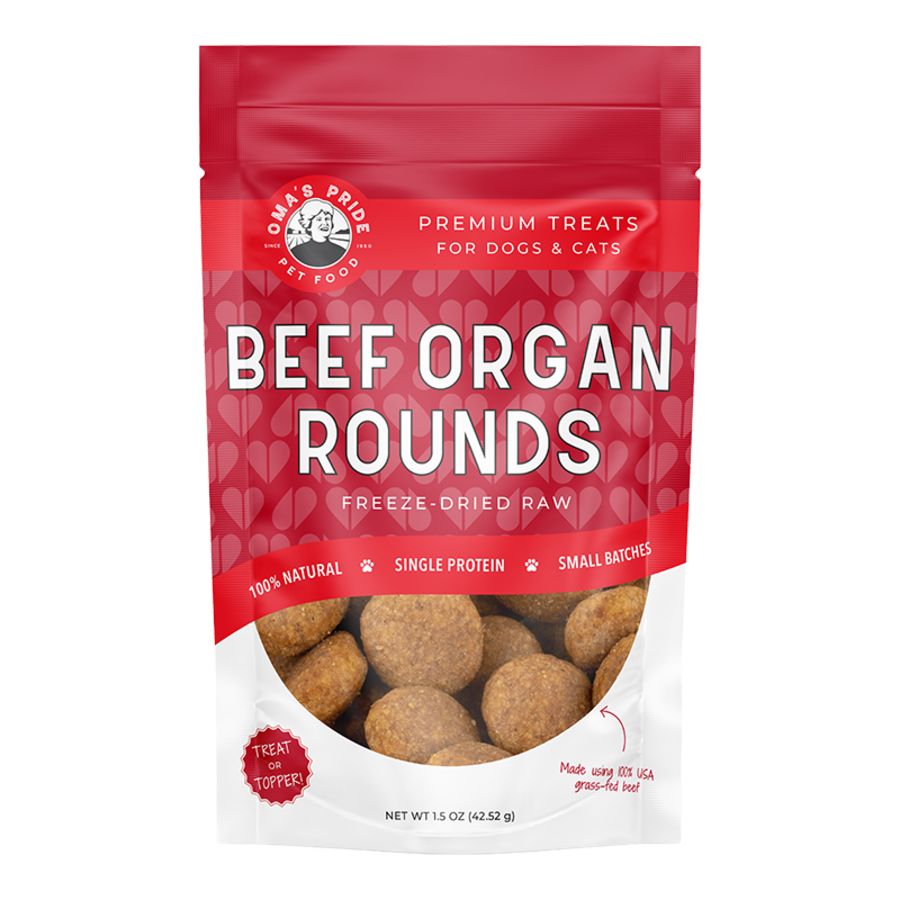 OMAS PRIDE DOG FREEZE-DRIED BEEF ORGAN ROUNDS 1.5OZ