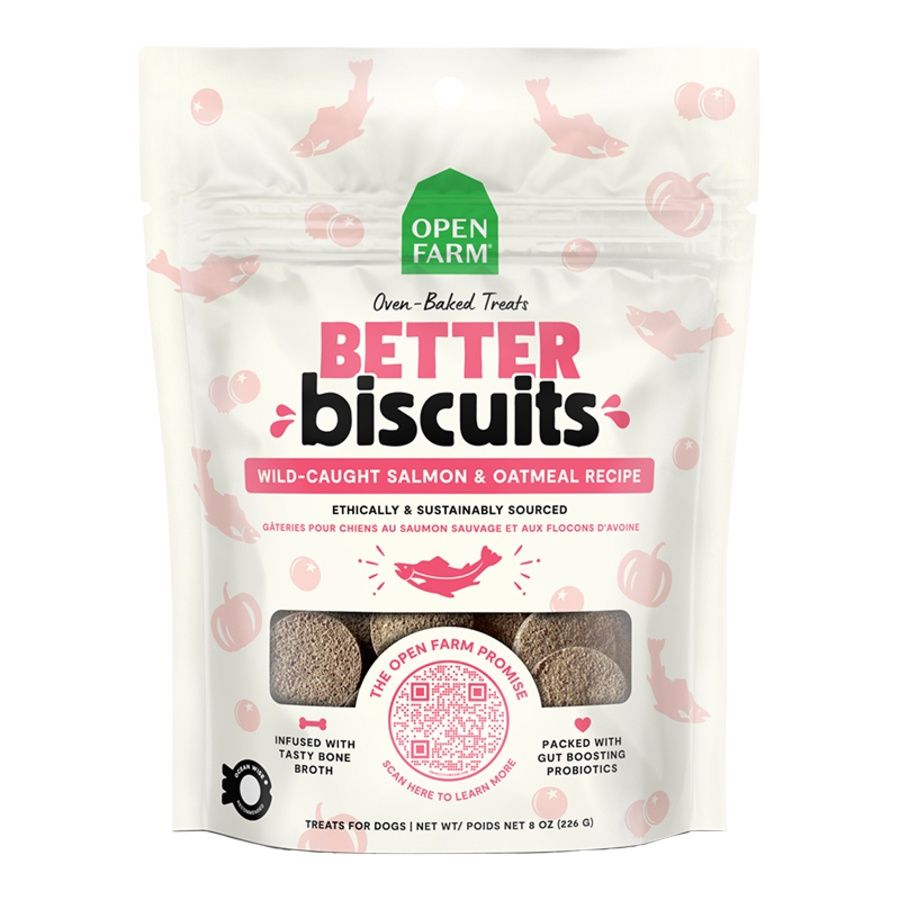 OPENFARM DOG Better Biscuits Wild-Caught Salmon &amp; Oatmeal Recipe Treats 8oz