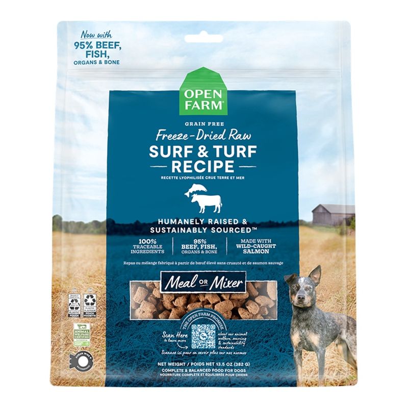 OPENFARM DOG FREEZE-DRIED MORSELS SURF &amp; TURF 13.5OZ