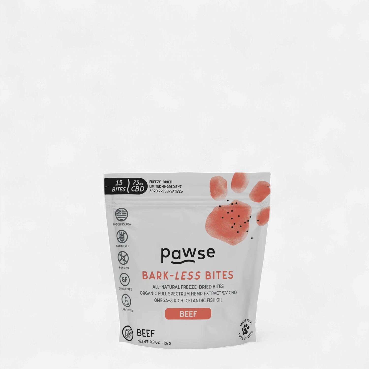 PAWSE Dog Bark Less Bites Beef, Size: 0.9 oz