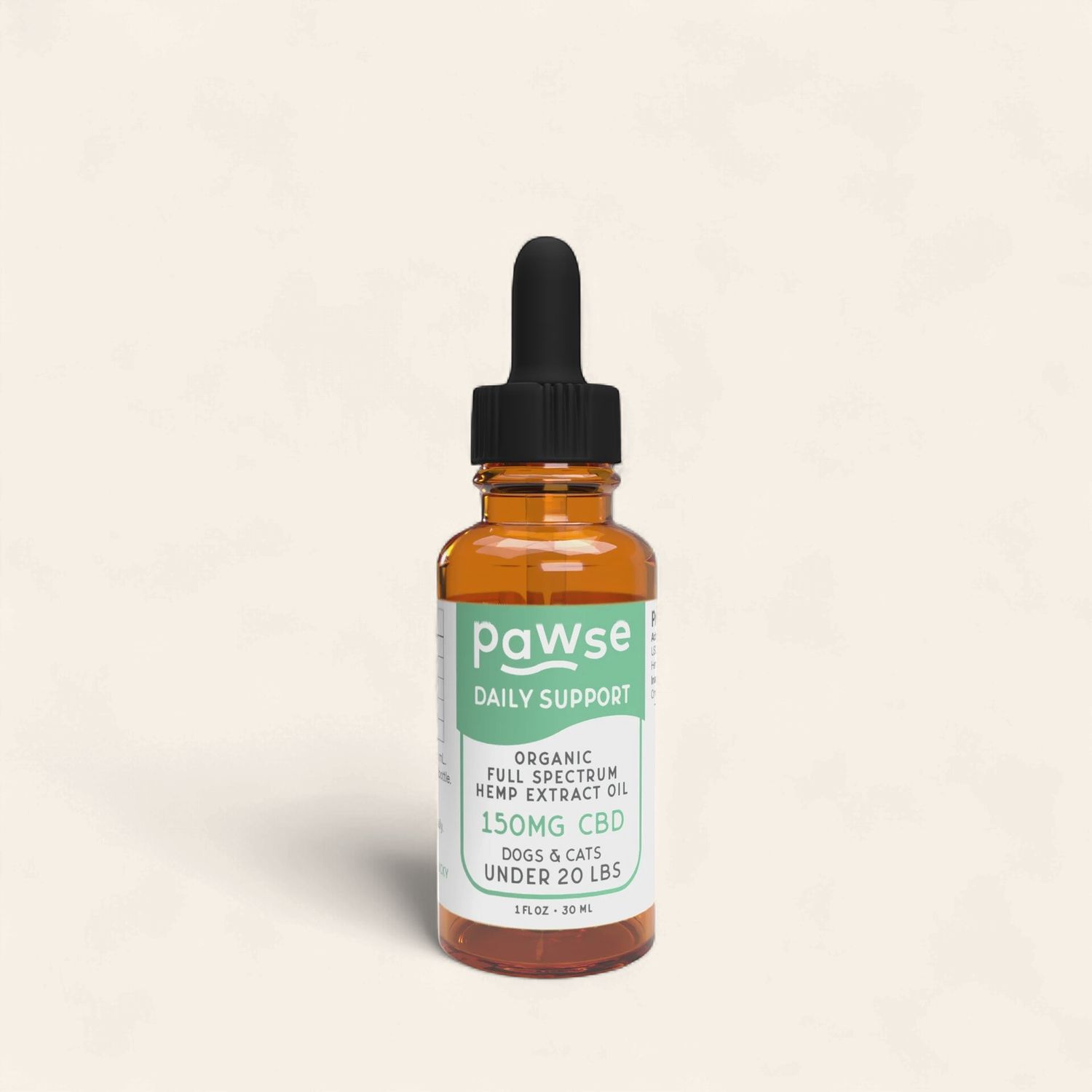 PAWSE Daily Support Organic Full Spectrum Hemp Extract Oil Cbd, Size: 1 oz 30ML - 150mg CBD
