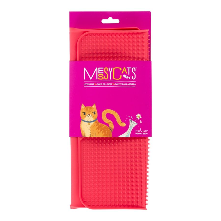 MESSY MUTTS CAT LITTER MAT RED