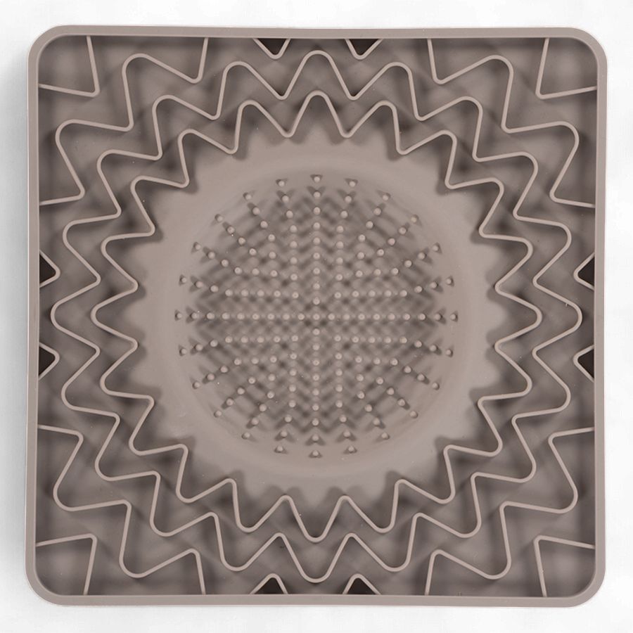 MESSY MUTTS Framed Silicone Therapeutic Licking Bowl Mat | 10" X 10" | Slow Feeder Mat For Boredom &amp; Anxiety | Lick Pad For Dogs &amp; Cats (grey)