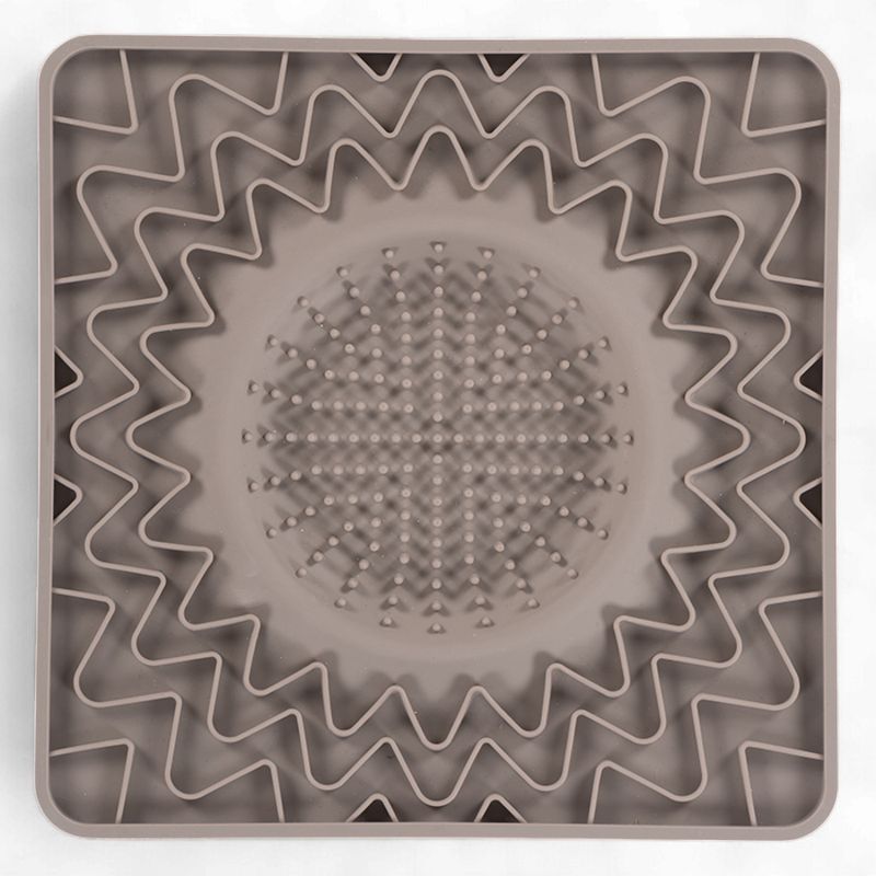 MESSY MUTTS Framed Silicone Therapeutic Licking Bowl Mat | 10" X 10" | Slow Feeder Mat For Boredom &amp; Anxiety | Lick Pad For Dogs &amp; Cats (grey)