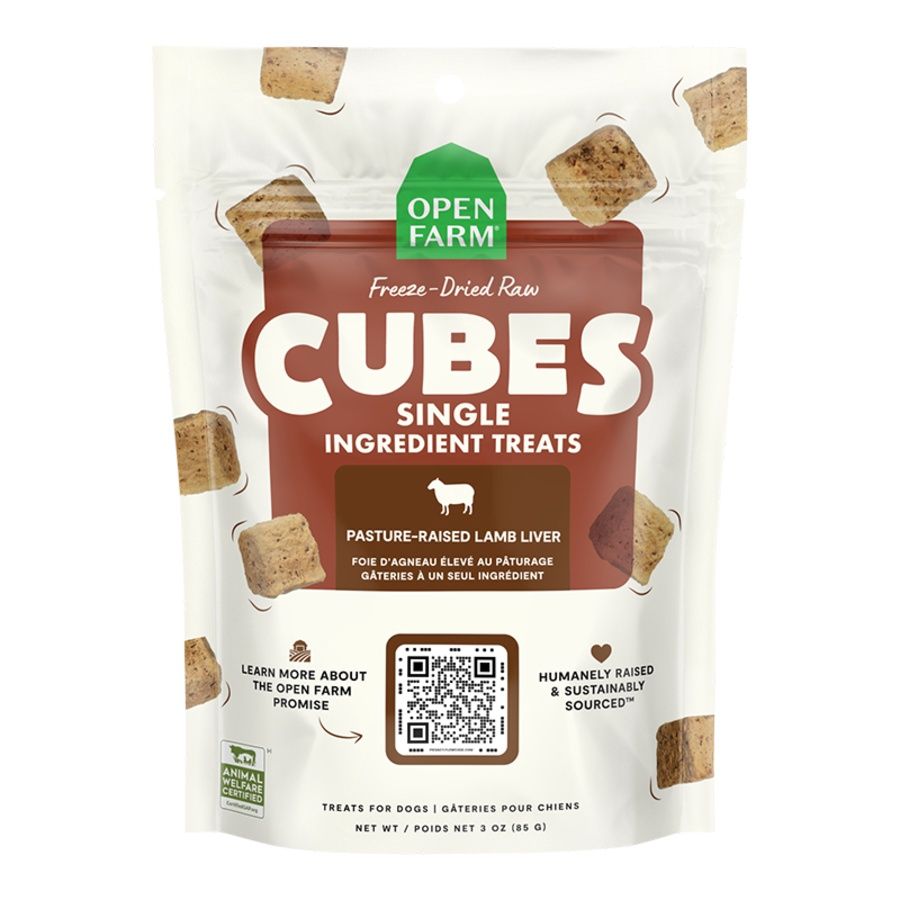 OPENFARM DOG Freeze-Dried Raw Single Ingredient Treat Cubes Lamb Liver 3oz