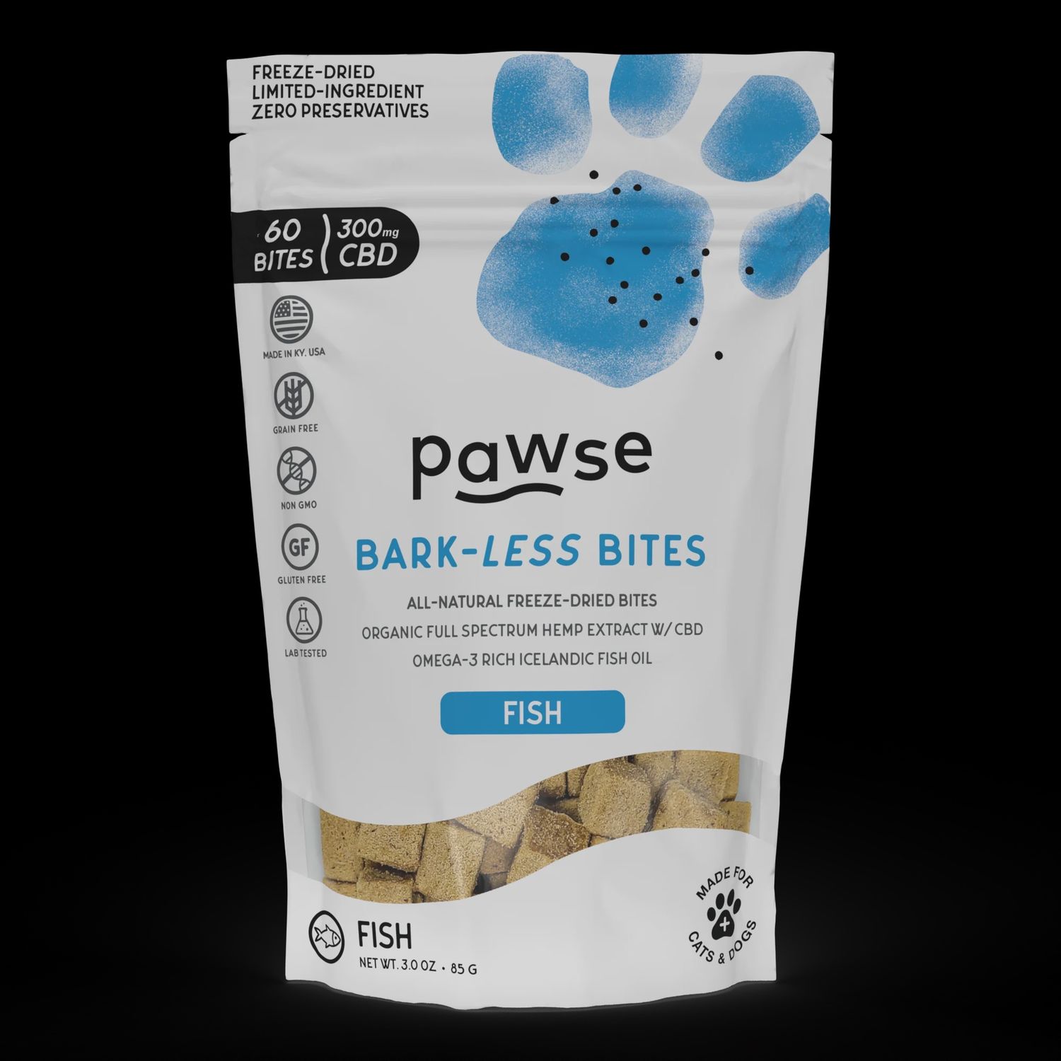 Pawse Dog Bark Less Bites Fish 2.8oz