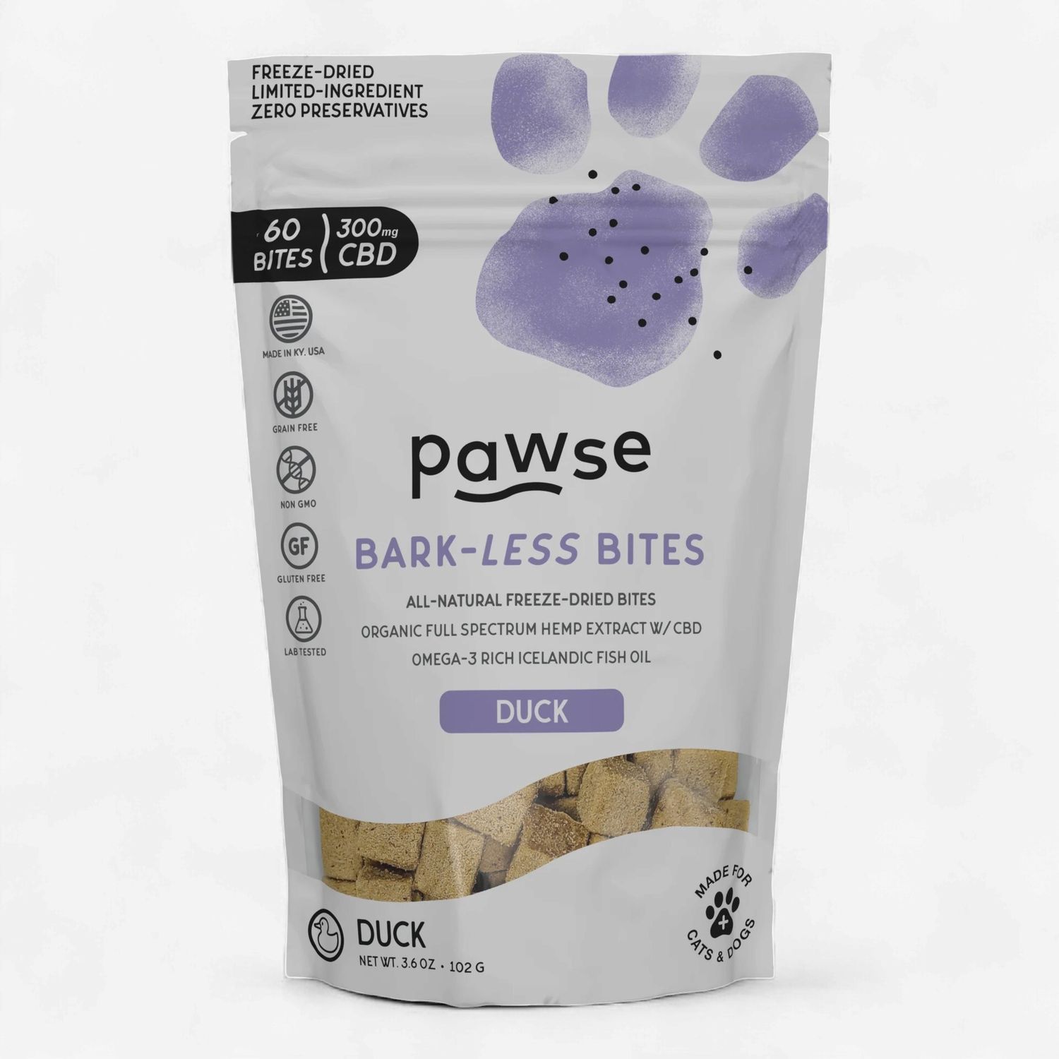 PAWSE Dog Barkless Bites Duck 3.6oz