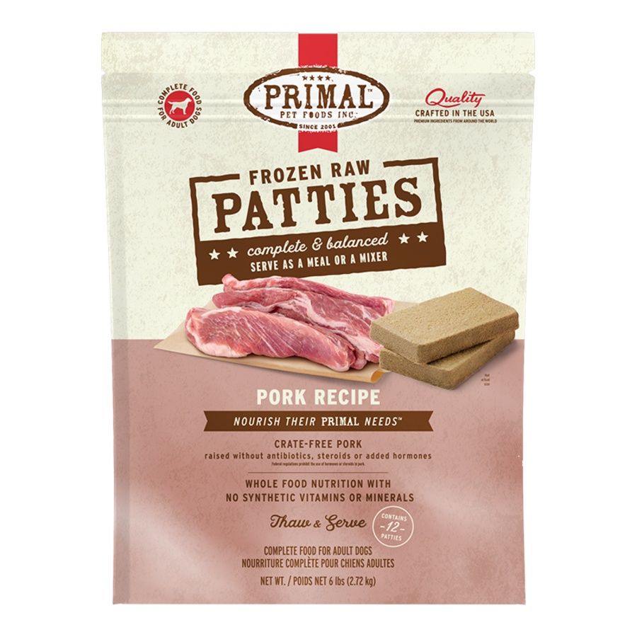 PRIMAL DOG FROZEN PATTIES PORK 6LB