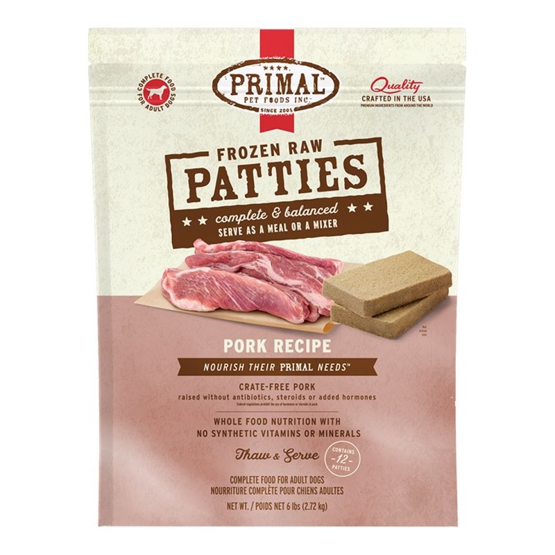 PRIMAL DOG FROZEN PATTIES PORK 6LB