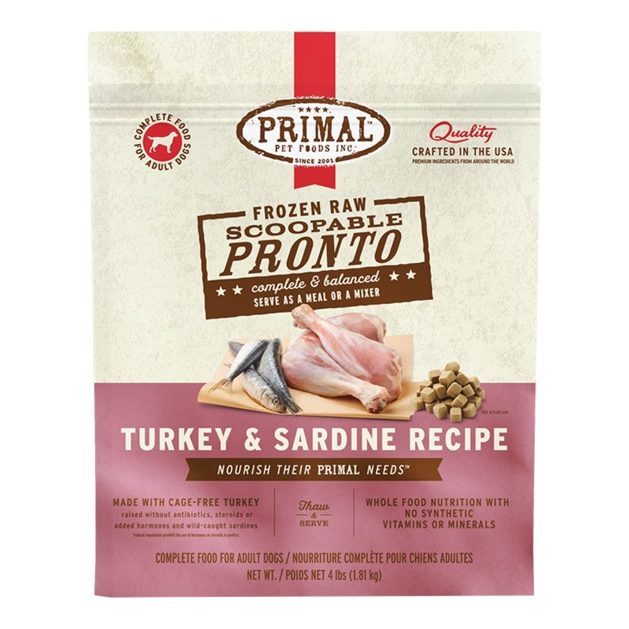 PRIMAL DOG FROZEN PRONTO TURKEY &amp; SARDINE 4LB