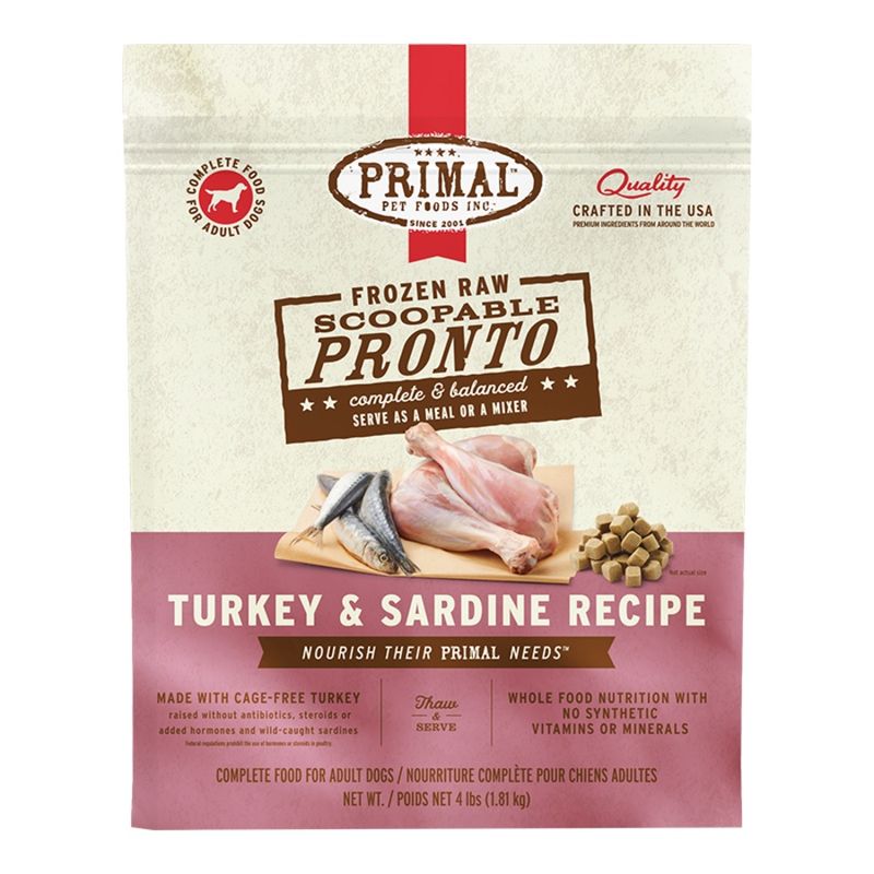 PRIMAL DOG FROZEN PRONTO TURKEY &amp; SARDINE 4LB