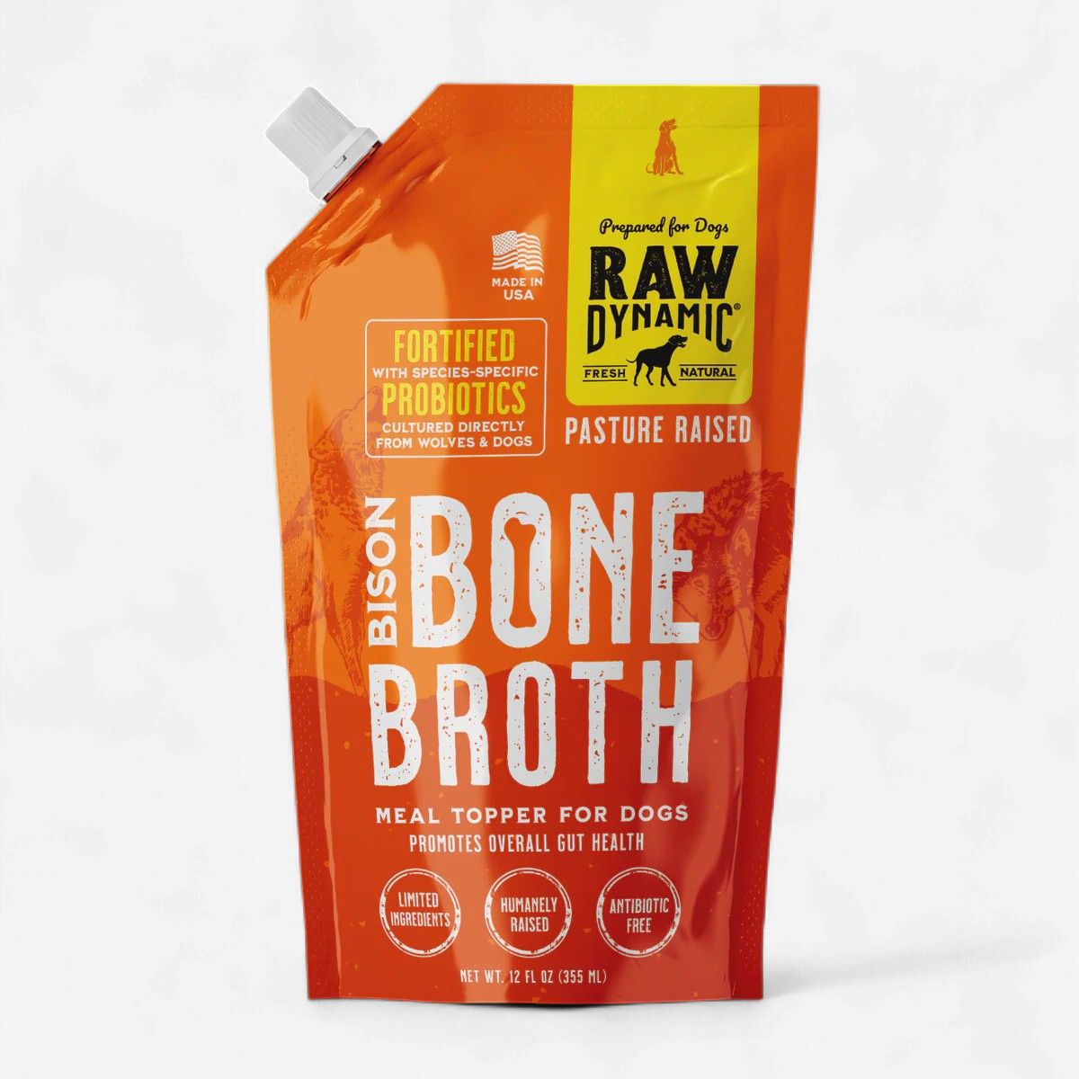 RAWDYNAMIC Bone Broth For Dogs Bison 12 Oz