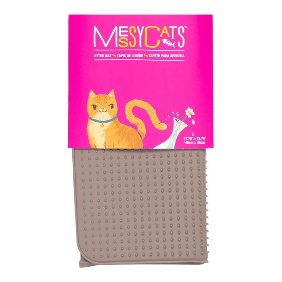 MESSY MUTTS CAT LITTER MAT GREY