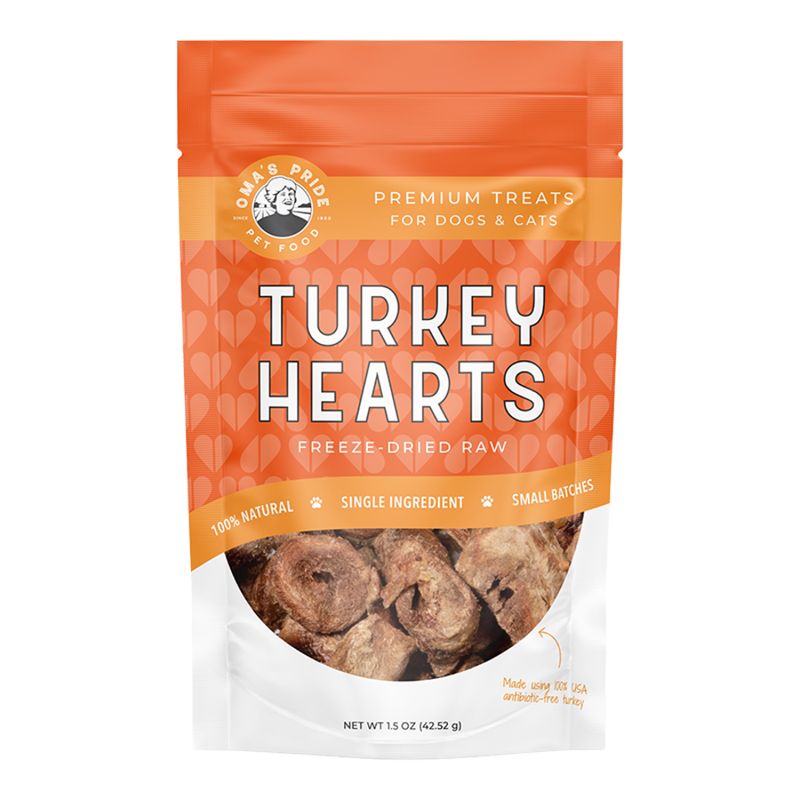 OMA'S PRIDE Dog Freeze-dried Turkey Hearts Sliced 1.5oz