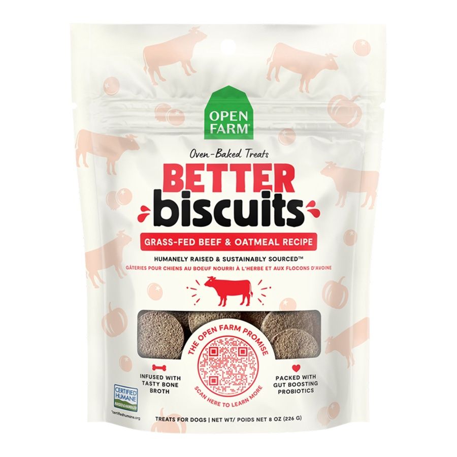 OPENFARM DOG Better Biscuits Grass-Fed Beef &amp; Oatmeal Recipe Treats 8oz