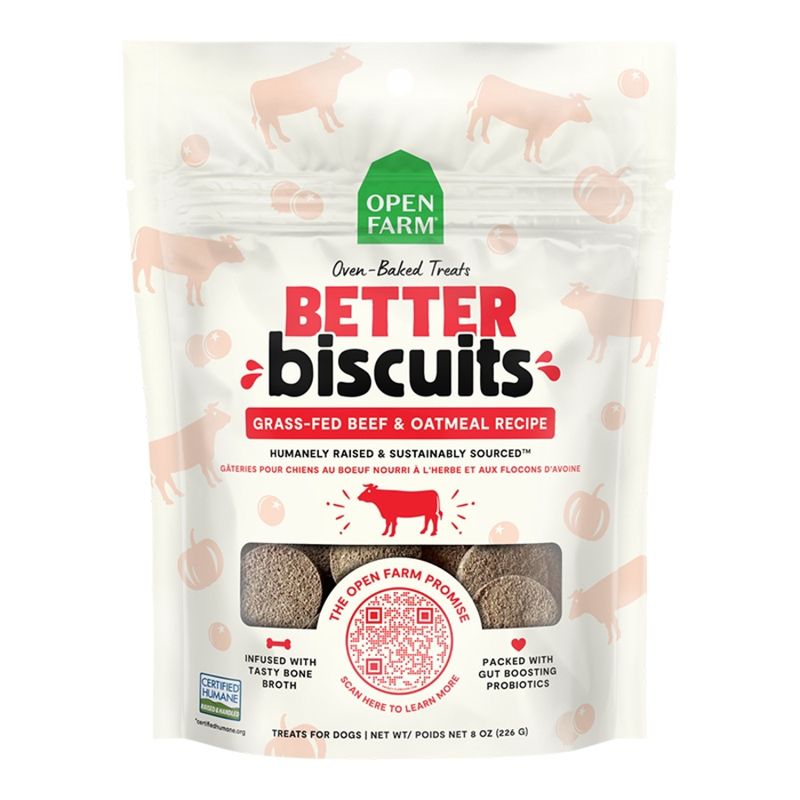OPENFARM DOG Better Biscuits Grass-Fed Beef &amp; Oatmeal Recipe Treats 8oz