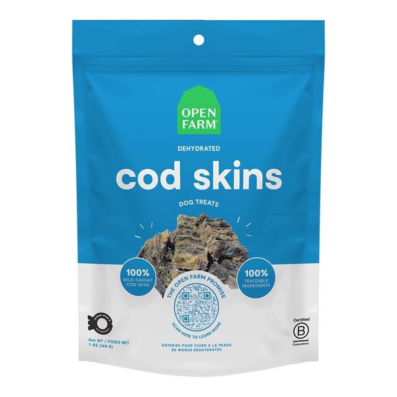 OPENFARM Dog Dehydrated Cod Skins Treats 7oz