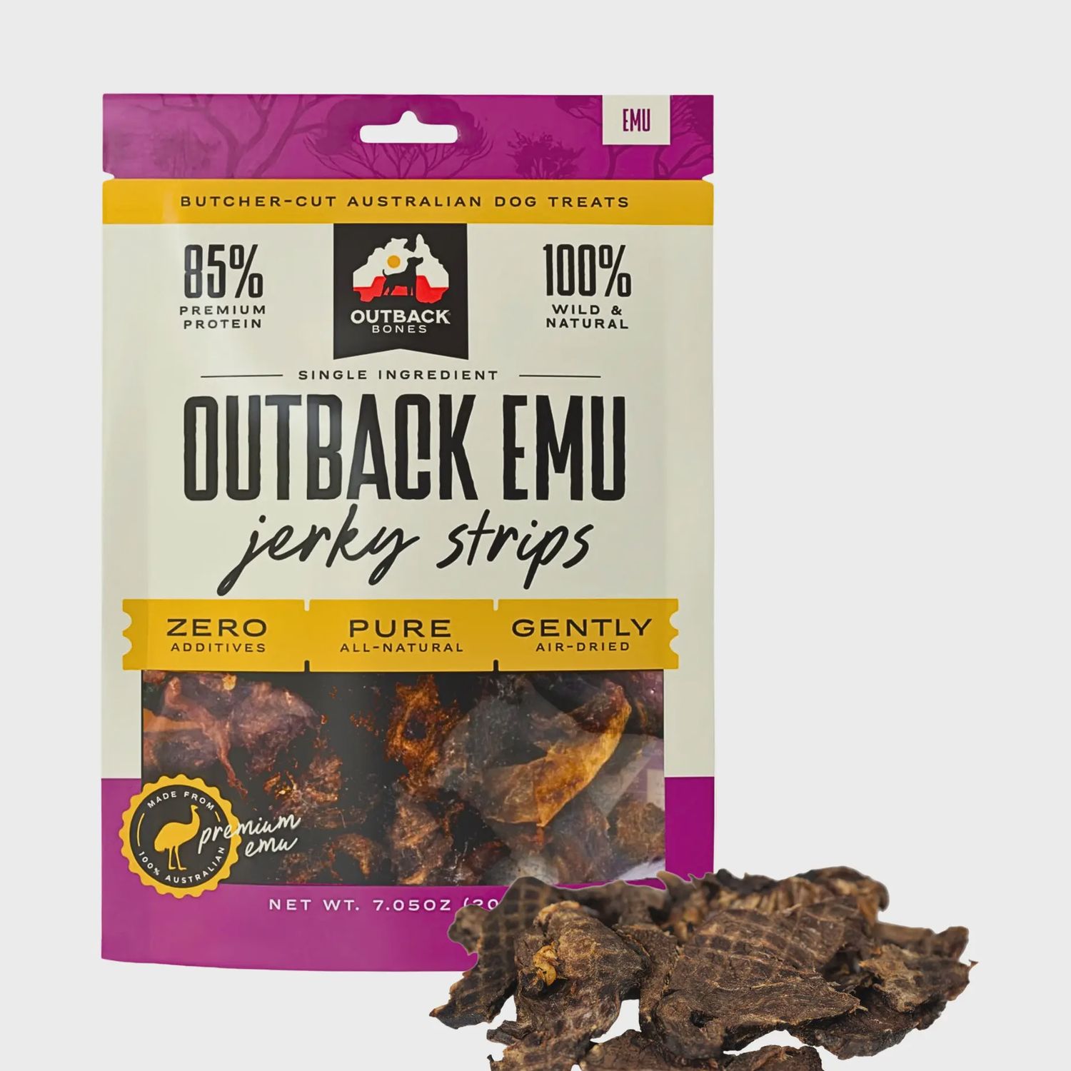 Outback Emu Jerky Strips Dog treats 7oz