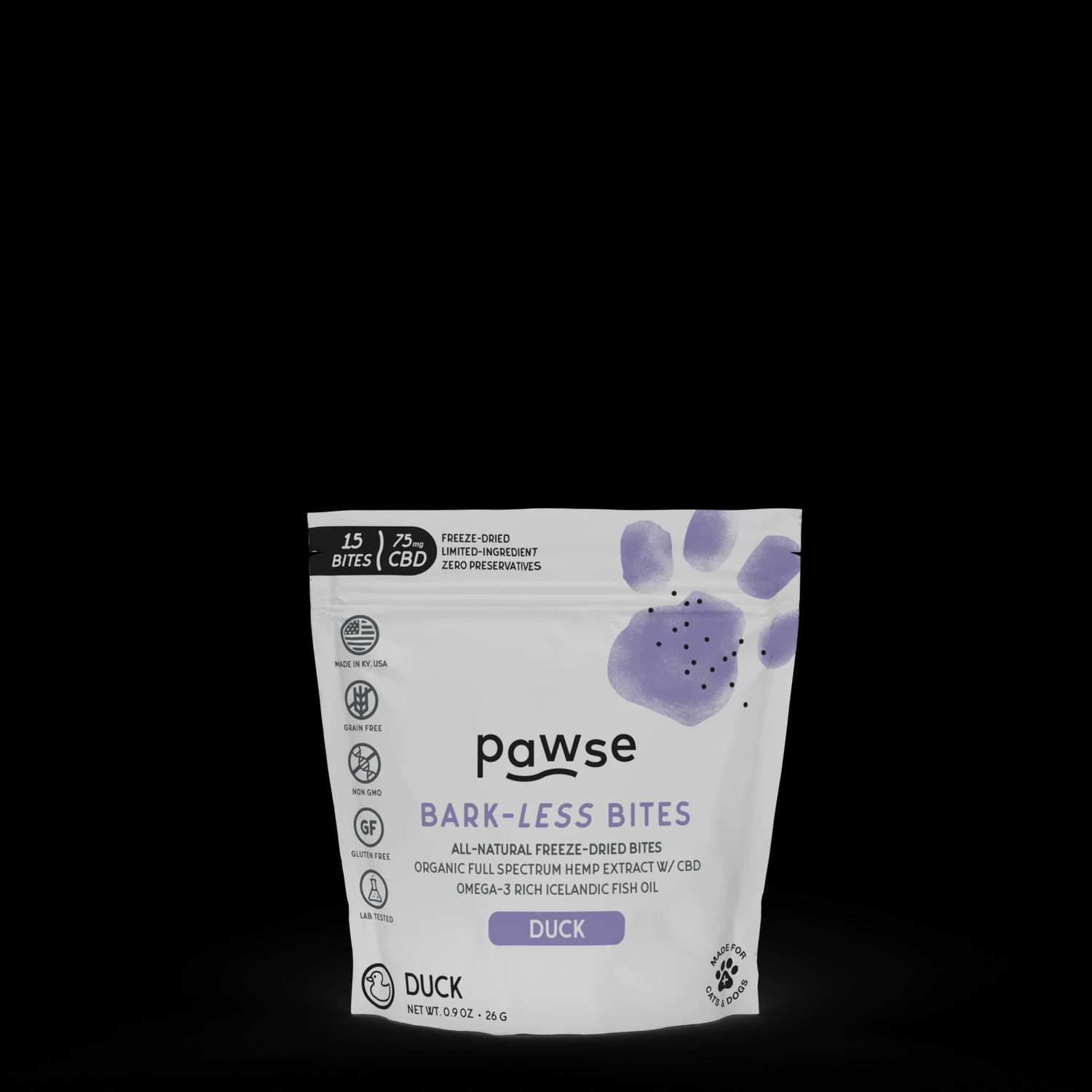 PAWSE DOG BARK LESS BITES DUCK 0.9OZ
