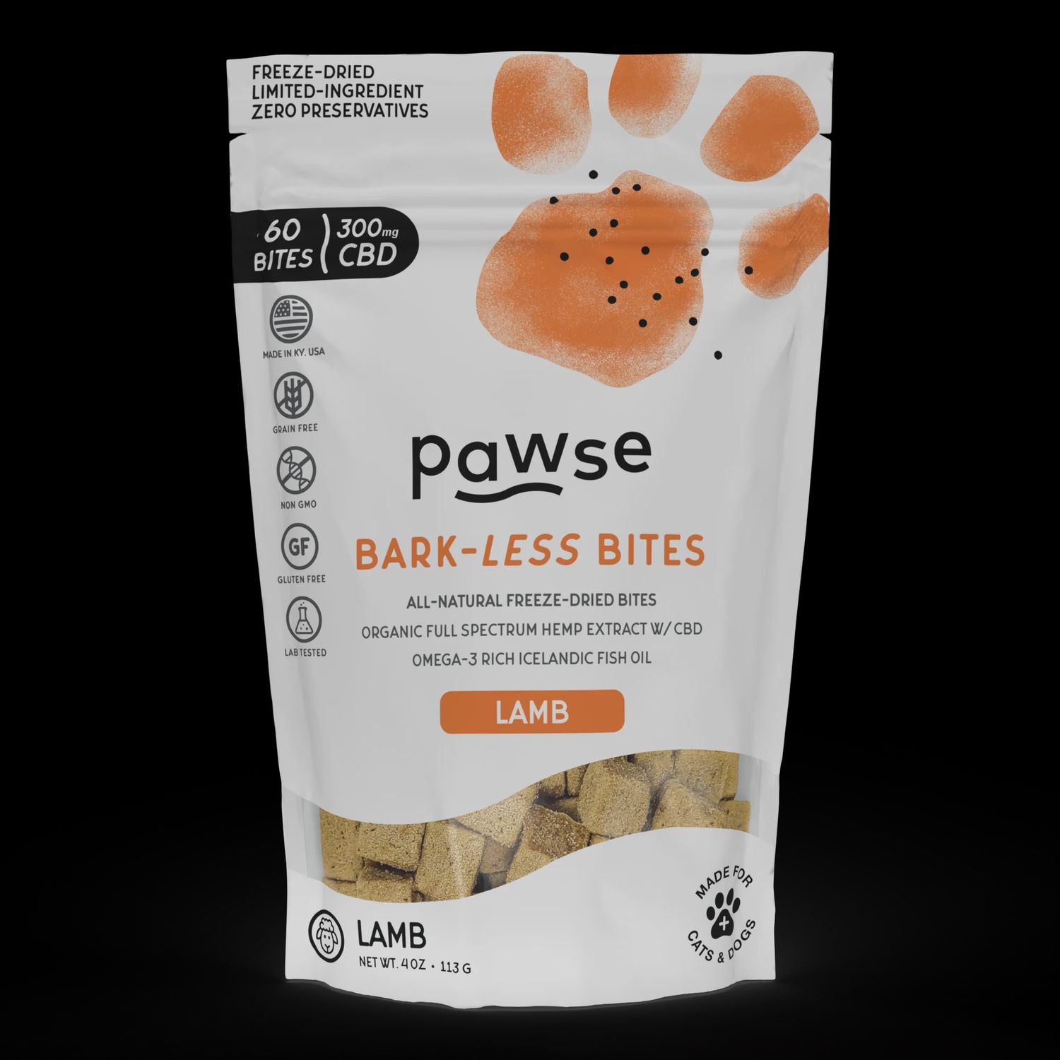 Pawse Dog Bark Less Bites Lamb 3.8oz